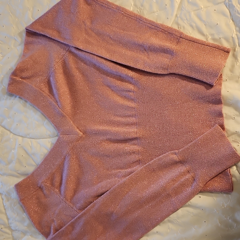 Pink long sleeve  blouse v neck size small